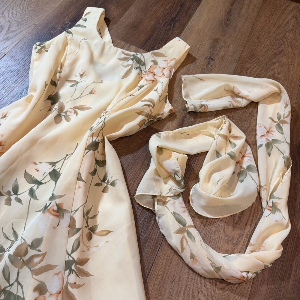 Vintage Y2K Floral Dress Scarf Yellow Floral Mini Dress Vintage Y2K Dress Fairy - Picture 8 of 15